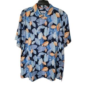 Tommy Bahama Tropical Pattern Button Down 100% Silk Shirt‎ XL